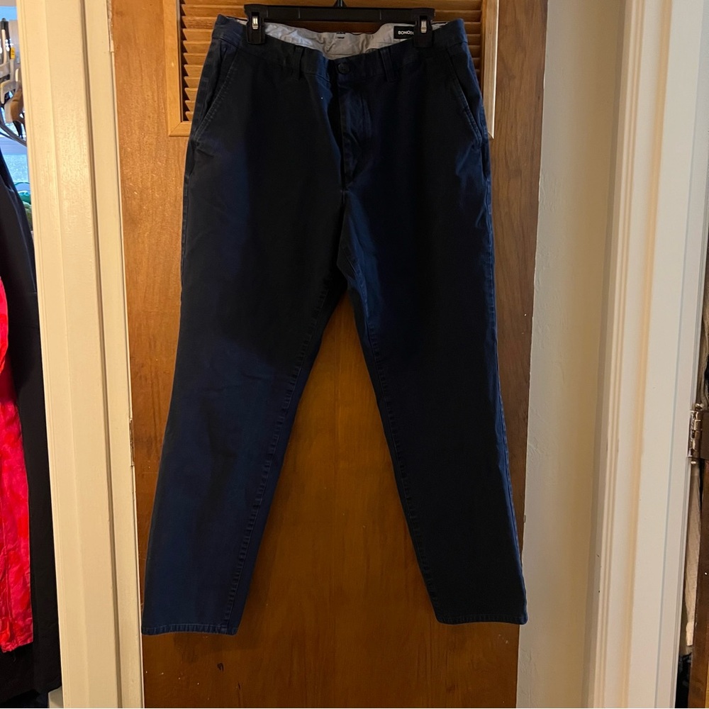 Men’s Bonobos Dark Blue Chinos with Floral Lining Sz. 36/32